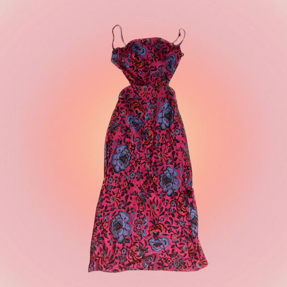 hot pink midi cutout dress 💐✨